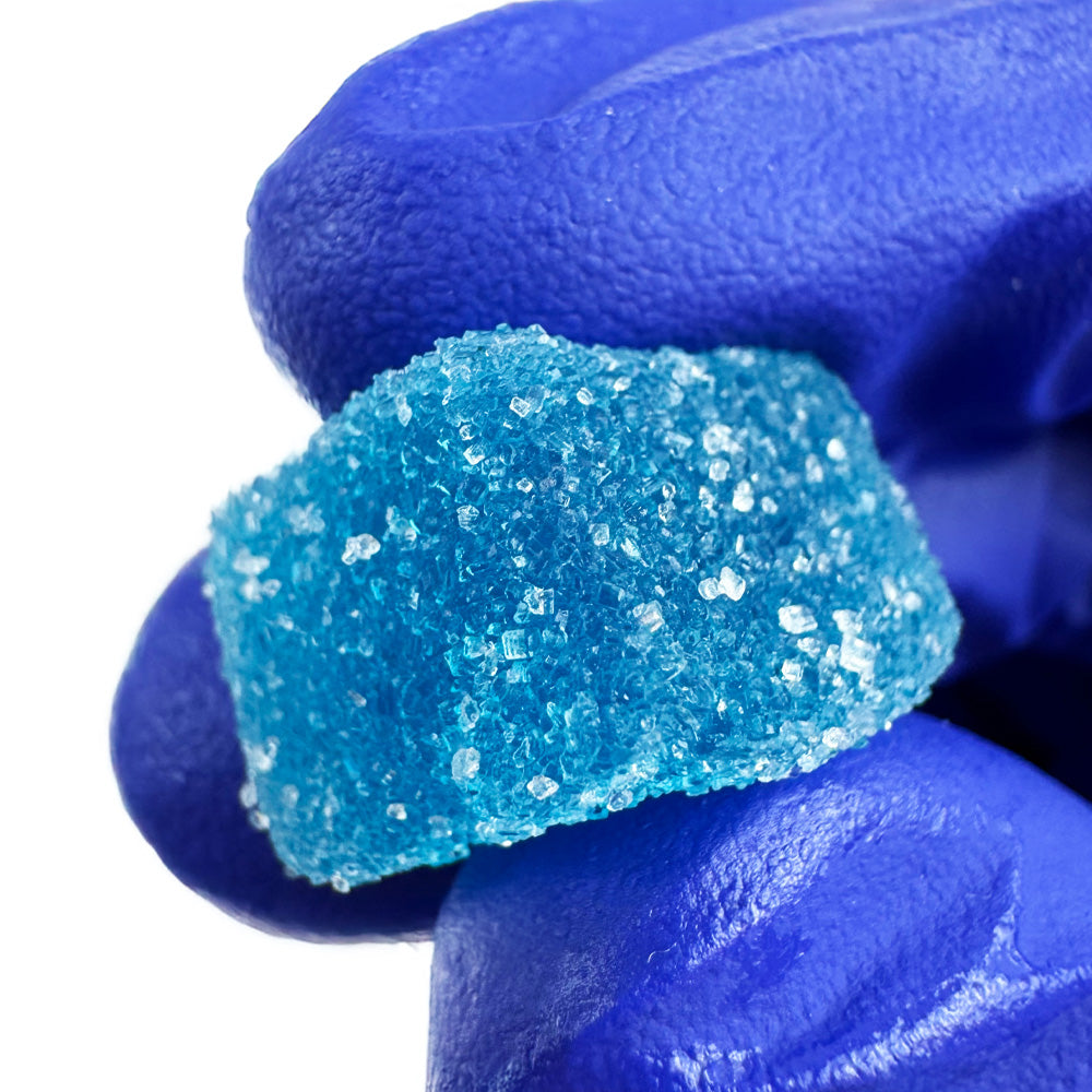 Gummies au THC bleu vu de près