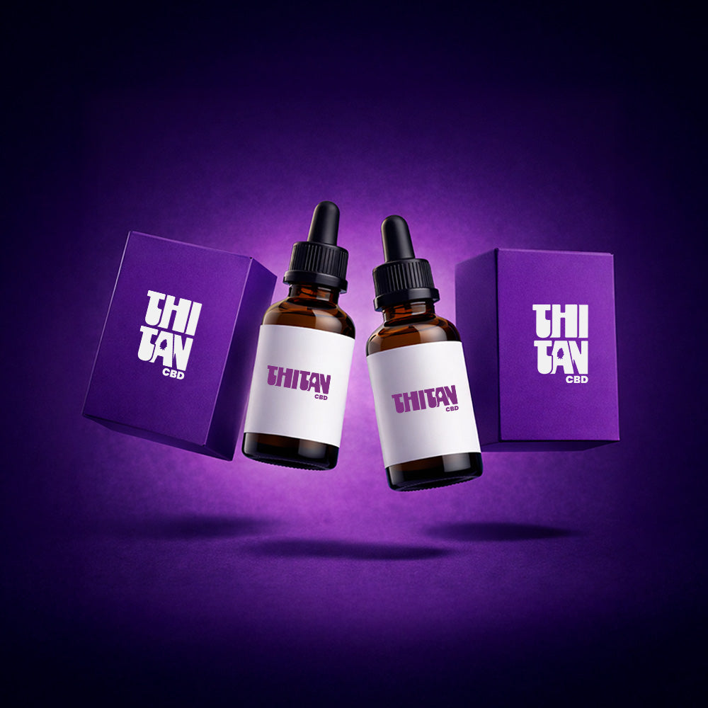 Flacon d'huile au CBD de la marque blanche Thitan